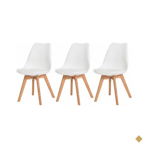 Kit 3 Cadeiras Leda Saarinen Design Branca
