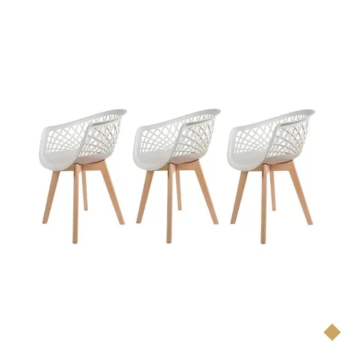Kit 3 Cadeiras Web Wood Branca