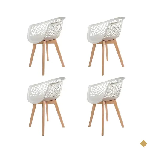 Kit 4 Cadeiras Web Wood Branco