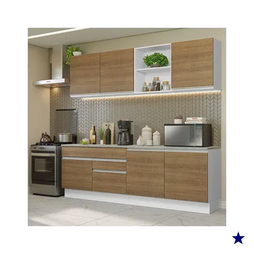 Armário de Cozinha Completa 240cm Branco/Rustic Glamy Madesa 06