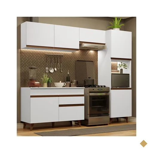 Armário de Cozinha Completa 250cm Branco Reims Madesa 06