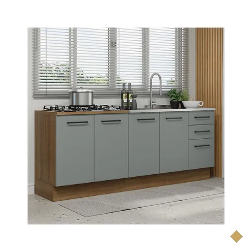 Kit com 2 Balcões de Cozinha Madesa Agata 3 Gavetas 4 Portas (Sem Tampo e Pia)…