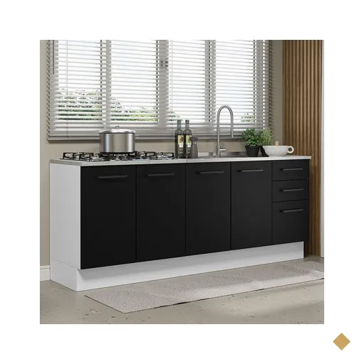 Kit com 2 Balcões de Cozinha Madesa Agata 3 Gavetas 4 Portas (Sem Tampo e Pia)…