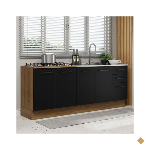 Kit com 2 Balcões de Cozinha Madesa Agata 3 Gavetas 4 Portas (Sem Tampo e Pia)…