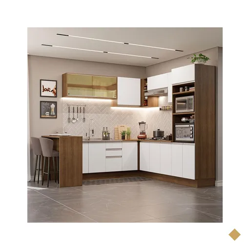 Cozinha Completa de Canto Madesa Glamy 504001 com Armário e Bancada (S/ Tampo…