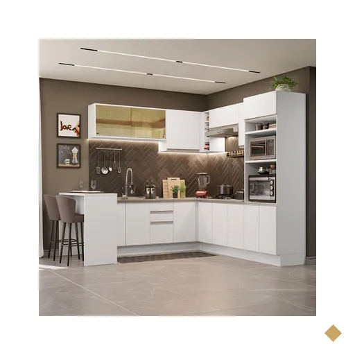 Cozinha Completa de Canto Madesa Glamy 504001  com Armário e Bancada (Sem…