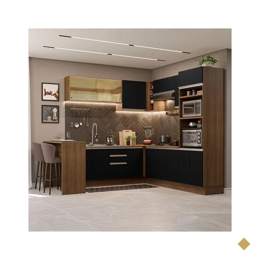 Cozinha Completa de Canto Madesa Glamy 504001  com Armário e Bancada (S/ Tampo…