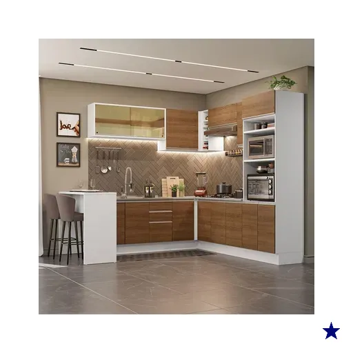 Cozinha Completa de Canto Madesa Glamy 504001 com Armário e Bancada (S/ Tampo…