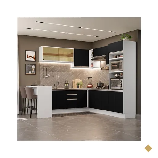 Cozinha Completa de Canto Madesa Glamy 504001 com Armário e Bancada (S/ Tampo…