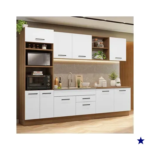 Armário de Cozinha Completa 310cm Rustic/Branco Agata Madesa 02