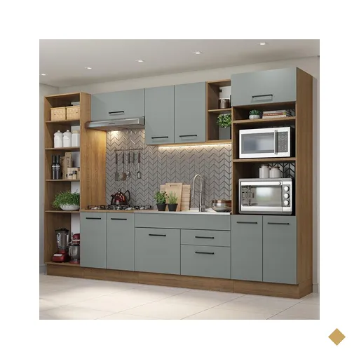 Armário de Cozinha Completa 330cm Rustic/Cinza Agata Madesa 02