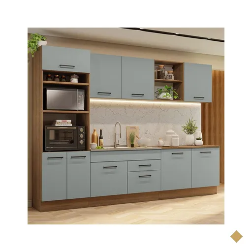 Armário de Cozinha Completa 310cm Rustic/Cinza Agata Madesa 02