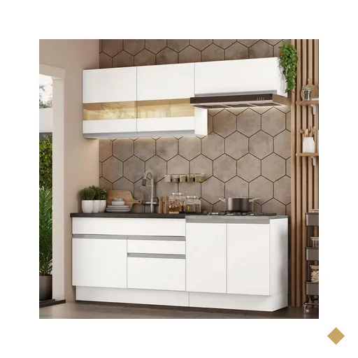 Armário de Cozinha Completa 200cm Branco Glamy Madesa 07