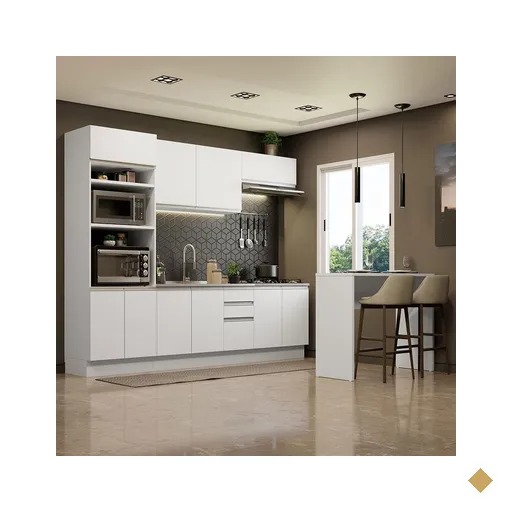 Cozinha Completa Madesa Glamy 315002 com Armário, Balcão e Bancada (Sem Tampo…