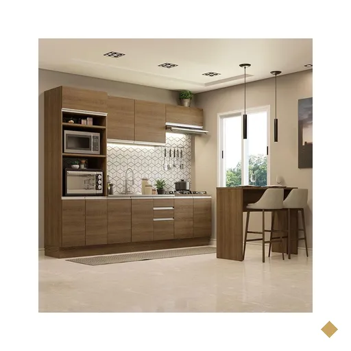 Cozinha Completa Madesa Glamy 315002 com Armário, Balcão e Bancada (Sem Tampo…