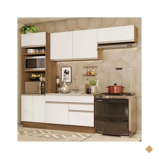 Armário de Cozinha Completa 270cm Rustic/Branco Glamy Madesa 15