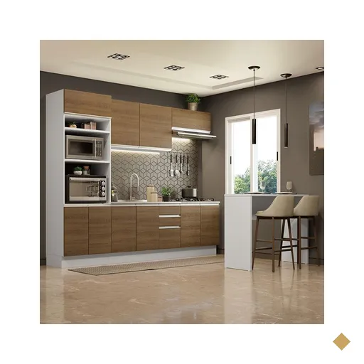 Cozinha Completa Madesa Glamy 315002 com Armário, Balcão e Bancada (Sem Tampo…