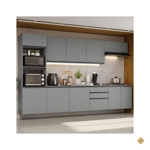 Armário de Cozinha Completa Suspenso 320cm Cinza Nice Madesa 07