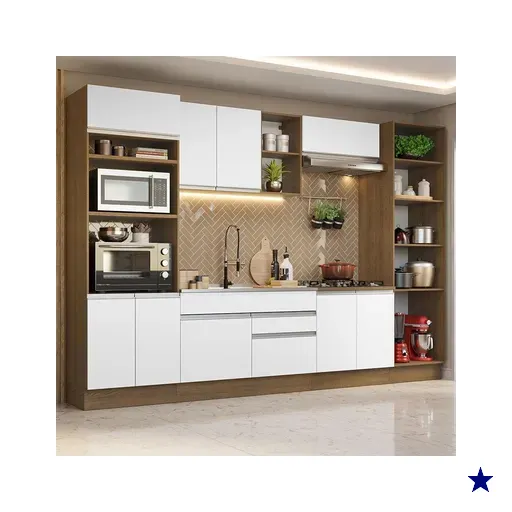 Armário de Cozinha Completa 330cm Rustic/Branco Glamy Madesa 03