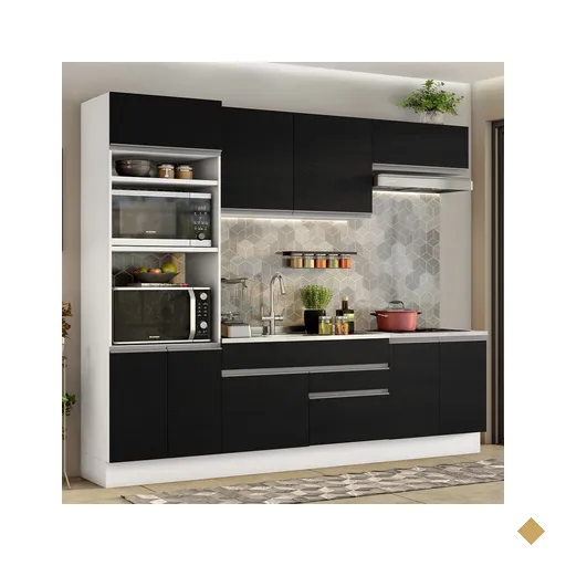 Armário de Cozinha Completa 270cm Branco/Preto Glamy Madesa 13