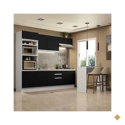 Cozinha Completa Madesa Glamy 315002 com Armário, Balcão e Bancada (Sem Tampo…