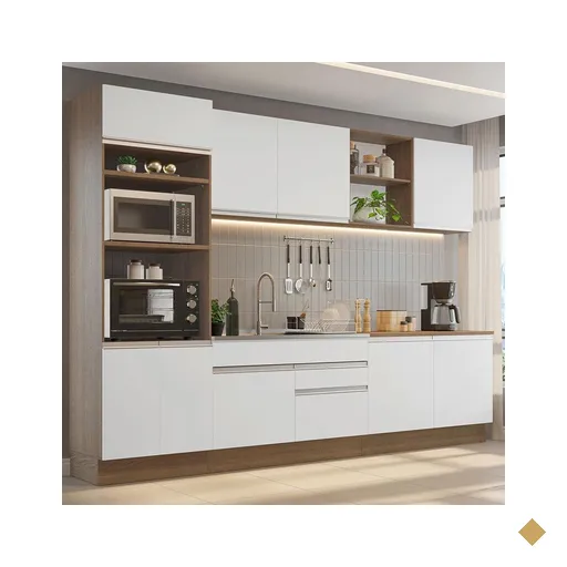 Armário de Cozinha Completa 310cm Rustic/Branco Glamy Madesa 02