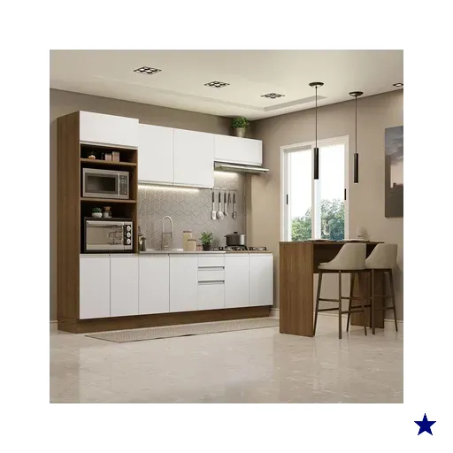 Cozinha Completa Madesa Glamy 315002 com Armário, Balcão e Bancada (Sem Tampo…