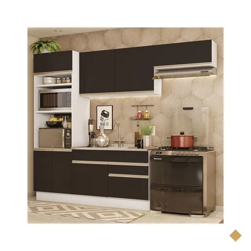 Armário de Cozinha Completa 270cm Branco/Preto Glamy Madesa 15
