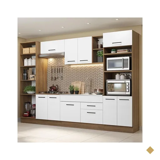Armário de Cozinha Completa 330cm Rustic/Branco Agata Madesa 02