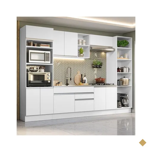 Armário de Cozinha Completa 330cm Branco Glamy Madesa 03