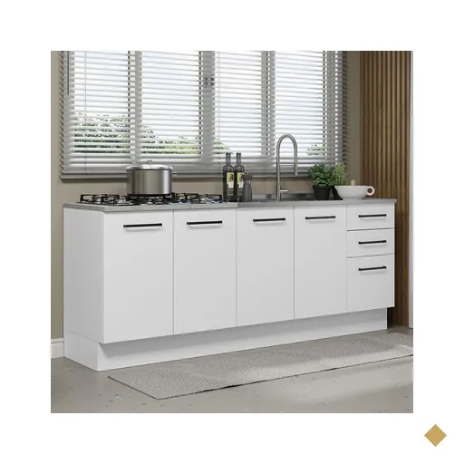 Kit com 2 Balcões de Cozinha Madesa Agata 3 Gavetas 4 Portas (Sem Tampo e Pia)…