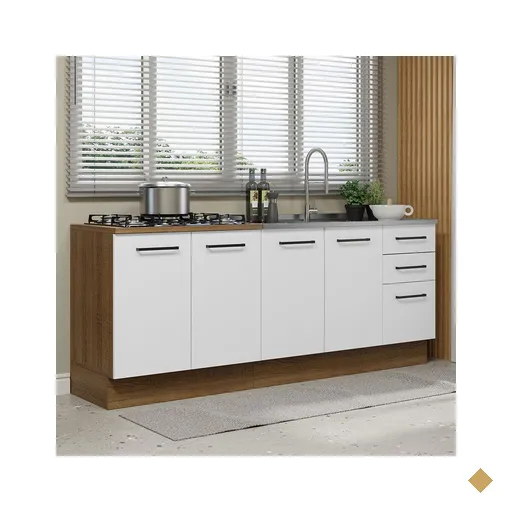 Kit com 2 Balcões de Cozinha Madesa Agata 3 Gavetas 4 Portas (Sem Tampo e Pia)…