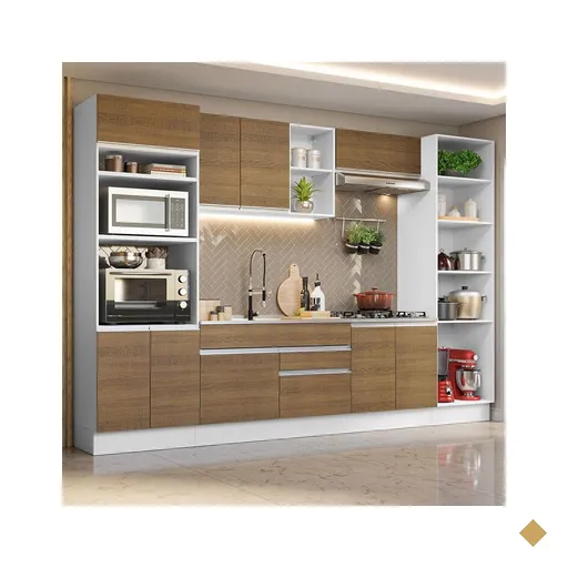 Armário de Cozinha Completa 330cm Branco/Rustic Glamy Madesa 03