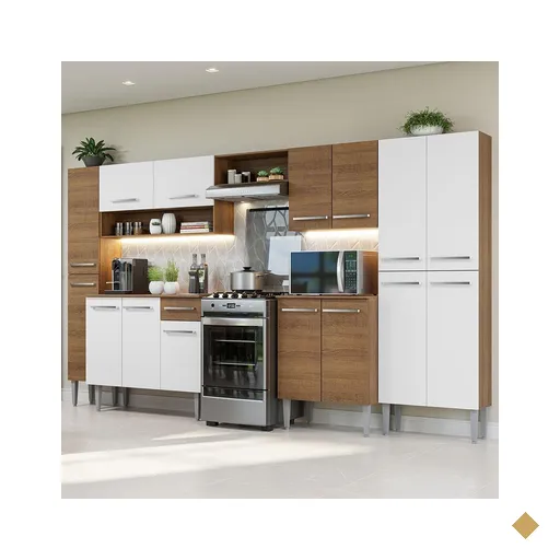 Armário de Cozinha Completa 325cm Rustic/Branco Emilly Madesa 02