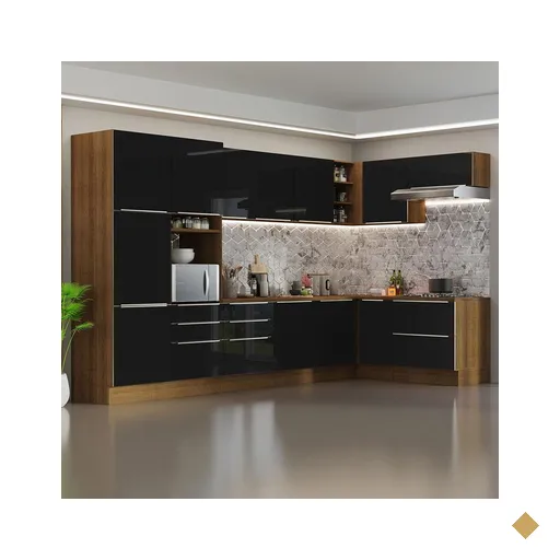 Armário de Cozinha Completa de Canto 546cm Rustic/Preto Lux Madesa 05