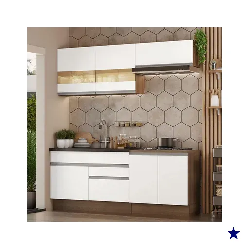 Armário de Cozinha Completa 200cm Rustic/Branco Glamy Madesa 07