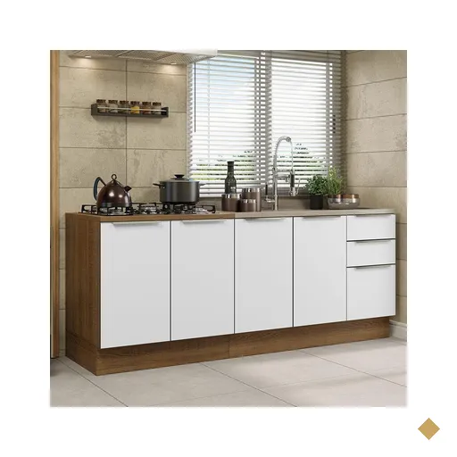 Kit com 2 Balcões de Cozinha Madesa Lux 4 Portas 3 Gavetas (Sem Tampo e Pia)…