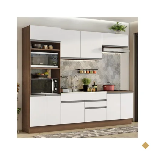 Armário de Cozinha Completa 270cm Rustic/Branco Glamy Madesa 13