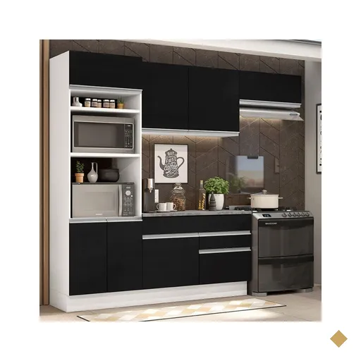 Armário de Cozinha Completa 270cm Branco/Preto Glamy Madesa 14