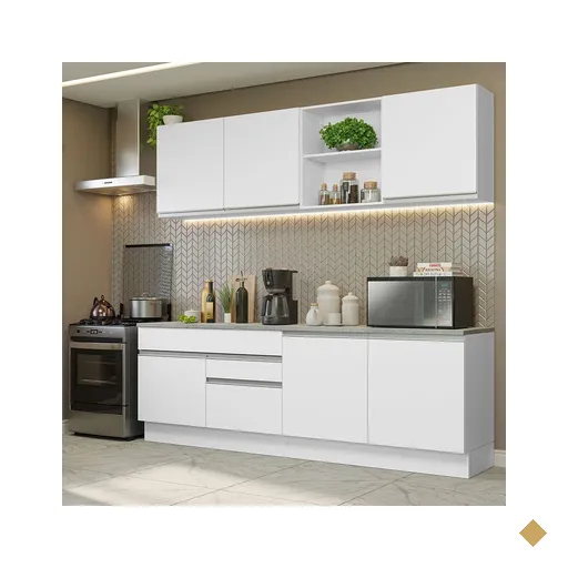Armário de Cozinha Completa 240cm Branco Glamy Madesa 06