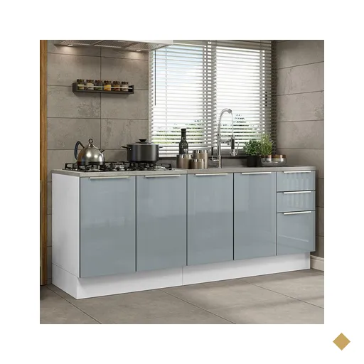 Kit com 2 Balcões de Cozinha Madesa Lux 4 Portas 3 Gavetas (Sem Tampo e Pia)…