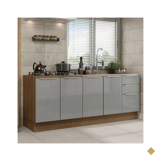 Kit com 2 Balcões de Cozinha Madesa Lux 4 Portas 3 Gavetas (Sem Tampo e Pia)…