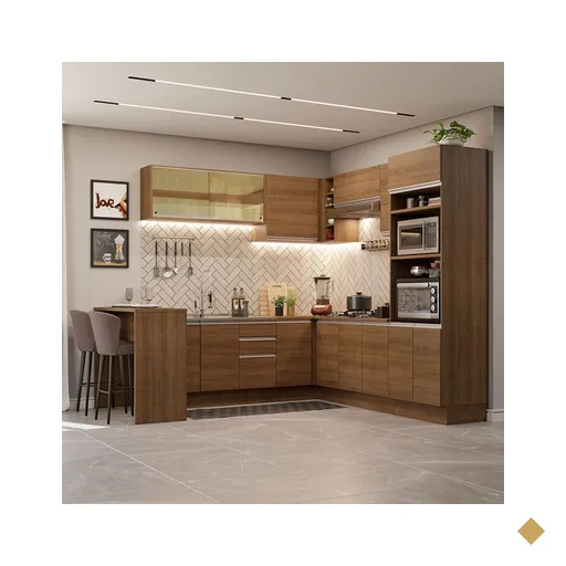 Cozinha Completa de Canto Madesa Glamy 504001  com Armário e Bancada (Sem…