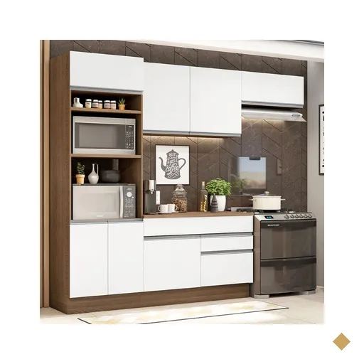 Armário de Cozinha Completa 270cm Rustic/Branco Glamy Madesa 14
