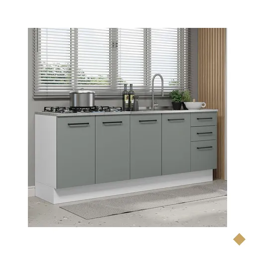 Kit com 2 Balcões de Cozinha Madesa Agata 3 Gavetas 4 Portas (Sem Tampo e Pia)…