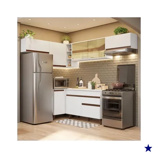 Armário de Cozinha Completa de Canto 402cm Branco Reims Madesa 04