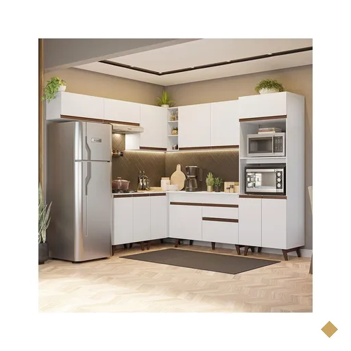 Armário de Cozinha Completa de Canto 472cm Branco Reims Madesa 01