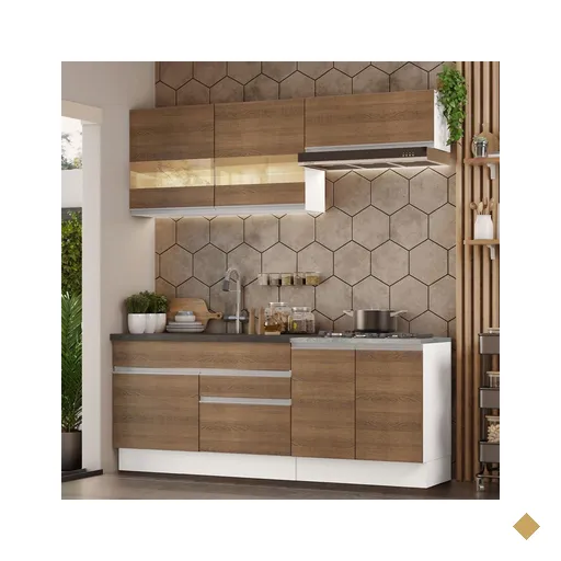 Armário de Cozinha Completa 200cm Branco/Rustic Glamy Madesa 07