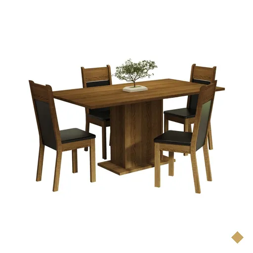 Conjunto Sala de Jantar Mesa Tampo de Madeira 4 Cadeiras Rustic/Preto Elisa…
