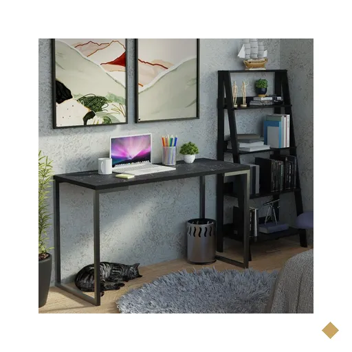 Conjunto Escritório Home Office com Mesa Industrial + Estante Escada Preto…